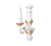 Applique classico in legno bianco e foglia oro a 1 luce esse 710/1a