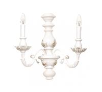 Applique classico in legno bianco shabby chic a 2 luci esse 710/2a