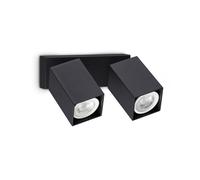 DYNAMITE FARETTO NERO ORIENTABILE 2 LUCI ATTACCO GU10 16,5CM LAMPADINA INCLUSA QUADRATA