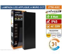 APPLIQUE CON DOPPIO FASCIO LUMINOSO UP & DOWN CON POTENZA DI 8W IP65 3in1 CCT [EEK: F]