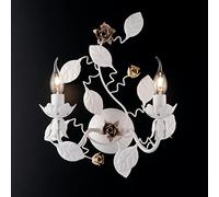 Applique Con Foglie Bianco Shabby Bella 2 Luci