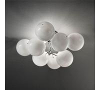 Applique con struttura in metallo e sfere di cristallo Modello ATOM Dimensioni Ø 55 x H 28 cm con 8 sfere Ø 10 cm Max 40 Watt 1,65 kg sfere in cristallo BIANCO bianco