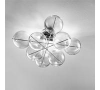 Applique con struttura in metallo e sfere di cristallo Modello ATOM Dimensioni Ø 55 x H 28 cm con 8 sfere Ø 10 cm Max 40 Watt 1,65 kg sfere in cristallo TRASPARENTE trasparente