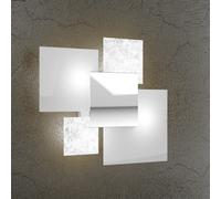 Applique Contemp Shadow Metallo Bianco Vetro Foglia Argento 4 Luci E27 46Cm