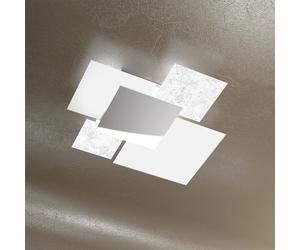 Applique Contemp Shadow Metallo Bianco Vetro Foglia Argento 4 Luci E27 71Cm