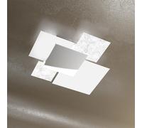 Applique Contemp Shadow Metallo Bianco Vetro Foglia Argento 4 Luci E27 71Cm