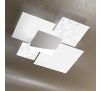 Applique Contemp Shadow Metallo Bianco Vetro Foglia Argento 4 Luci E27 91Cm