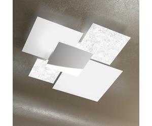 Applique Contemp Shadow Metallo Bianco Vetro Foglia Argento 4 Luci E27 91Cm