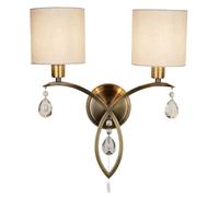 Applique Contemporanea Alberto Acciaio Ottone Vetro Bianco 2 Luci E14