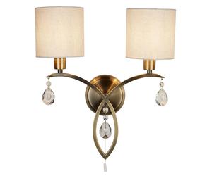 Applique Contemporanea Alberto Acciaio Ottone Vetro Bianco 2 Luci E14