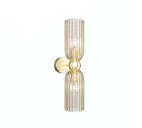 Applique Contemporanea Antic Metallo Oro 2 Luci Diffusore In Vetro Colore Cognac