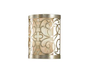 Applique Contemporanea Arabesque Acciaio Foglia Argento Vetro 1 Luce E14