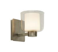 Applique Contemporanea Bolivia Acciaio Argento Vetro Bianco 1 Luce G9