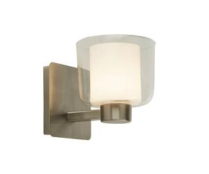 Applique Contemporanea Bolivia Acciaio Argento Vetro Bianco 1 Luce G9