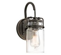 Applique Contemporanea Brinley Acciaio Bronzo Antico Vetro 1 Luce E27