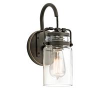 Applique Contemporanea Brinley Acciaio Bronzo Antico Vetro 1 Luce E27