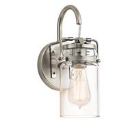 Applique Contemporanea Brinley Acciaio Nichel Spazzolato Vetro 1 Luce E27