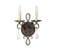 Applique Contemporanea Chateau Acciaio Bronzo Moka Cristallo 2 Luci E14