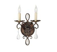 Applique Contemporanea Chateau Acciaio Bronzo Moka Cristallo 2 Luci E14