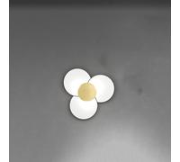Applique Contemporanea Clover Metallo Foglia Oro Vetro Bianco 6 Luci E27