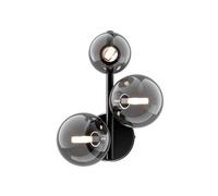 Applique Contemporanea Dallas Metallo Nero 3 Luci Diffusore Vetro Specchiato