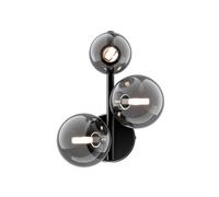 Applique Contemporanea Dallas Metallo Nero 3 Luci Diffusore Vetro Specchiato