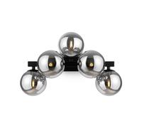 Applique Contemporanea Dallas Metallo Nero 5 Luci Diffusore Vetro Specchiato
