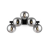 Applique Contemporanea Dallas Metallo Nero 5 Luci Diffusore Vetro Specchiato