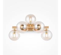Applique Contemporanea Dallas Metallo Oro 5 Luci Diffusori Ambra
