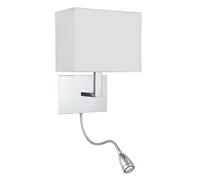 Applique Contemporanea Hotel Acciaio Cromo Tessuto Bianco 1 Luce E27