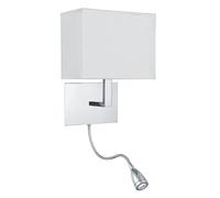 Applique Contemporanea Hotel Acciaio Cromo Tessuto Bianco 1 Luce E27