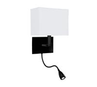 Applique Contemporanea Hotel Acciaio Nero Tessuto 1 Luce E27