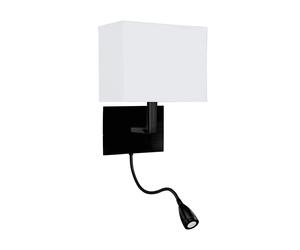 Applique Contemporanea Hotel Acciaio Nero Tessuto 1 Luce E27