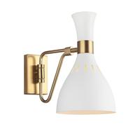 Applique Contemporanea Joan Acciaio Bianco Opaco Ottone Brunito 1 Luce E27
