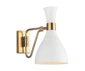 Applique Contemporanea Joan Acciaio Bianco Opaco Ottone Brunito 1 Luce E27
