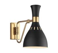 Applique Contemporanea Joan Acciaio Nero Mezzanotte Ottone Brunito 1 Luce E27