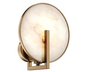 Applique Contemporanea Marmo Metallo Oro 1 Luce E Diffusore Bianco
