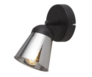 Applique Contemporanea Mega Acciaio Nero Fumè 1 Luce E14