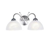 Applique Contemporanea Milanese Acciaio Argento Vetro 2 Luci E14
