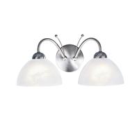 Applique Contemporanea Milanese Acciaio Argento Vetro 2 Luci E14 [EEK: A++]