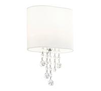 Applique Contemporanea Nina Acciaio Cromo Tessuto Bianco 1 Luce E14