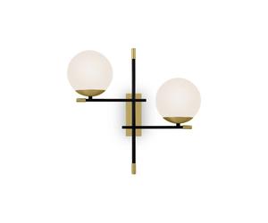 Applique Contemporanea Nostalgia Metallo Oro Opaco 2 Luci Diffusori Bianchi [EEK: A++]