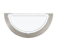 Eglo Planet 1 Plafoniera da parete, illuminazione da parete per interni in metallo e vetro, lampada da soggiorno in argento, bianco, lampada da corridoio semicircolare con attacco E27