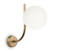 Applique Contemporanea Rendez-Vous In Metallo Ottone 1 Luce E Diffusore Bianco