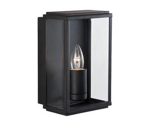 Applique Contemporanea Scatola Acciaio Nero Vetro 1 Luce E27