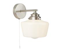 Applique Contemporanea School House Acciaio Argento Vetro Bianco 1 Luce E27 [EEK: A++]