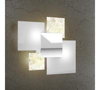 Applique Contemporanea Shadow Metallo Bianco Vetro Foglia Oro 4 Luci E27 46Cm
