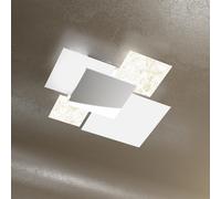 Applique Contemporanea Shadow Metallo Bianco Vetro Foglia Oro 4 Luci E27 71Cm