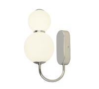 Applique Contemporanea Snow Ball Acciaio Cromo Vetro Bianco Led 12W 3000K