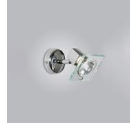 Applique Contemporanea Square Metallo Cromo Vetro Bianco Extrachiaro 1 Luce Gu10